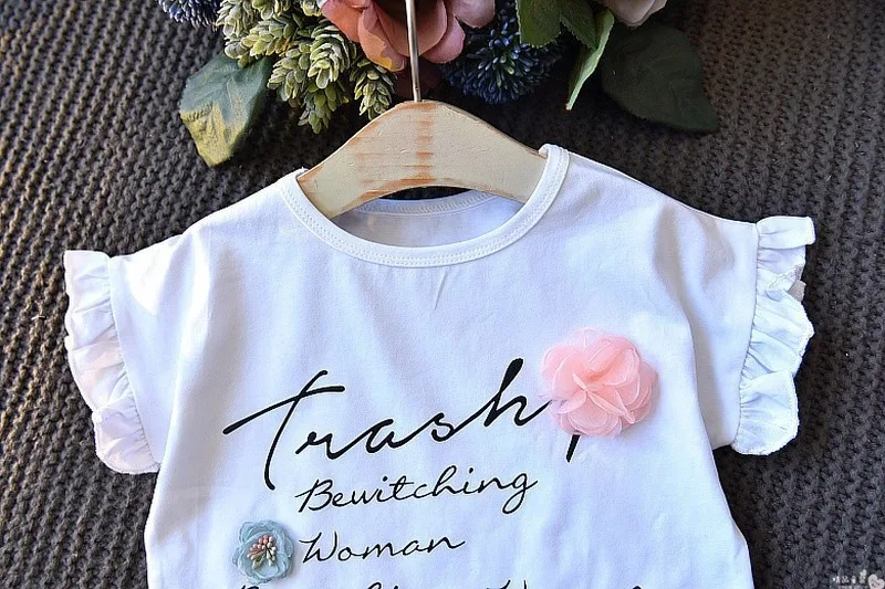 Комплекты одежды для девочек летняя детская футболка с цветочным принтом и