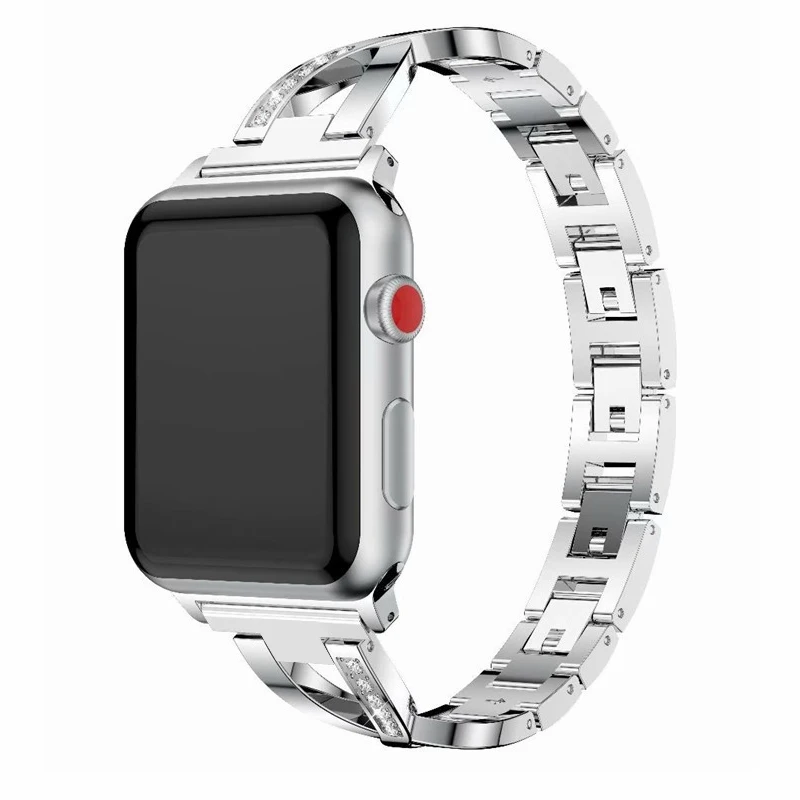 Ремешок для часов Apple 38 мм 40 мм 42 мм 44 мм ремешок из нержавеющей стали с кристаллами и бриллиантами Женские Ювелирные изделия iWatch серия 5 4 3 2 1