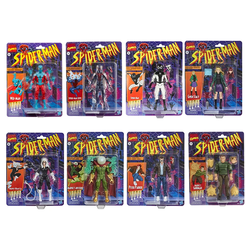 

Hasbro Marvel Legends Series Retro Collection Marvel's Spider-Man 2099 Web-man Gwen Sandman Peter Parker Stacy Action Figure Toy