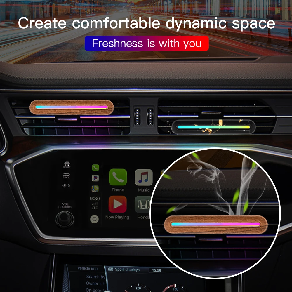 

RGB Aromatherapy Car Atmosphere Light Induction Wireless Music Air Outlet Car Magic Light Perfume Voice Control Pickup