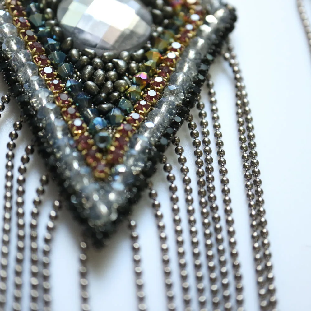 2 шт. черные эполеты с бусинами для одежды|Заплатки| |