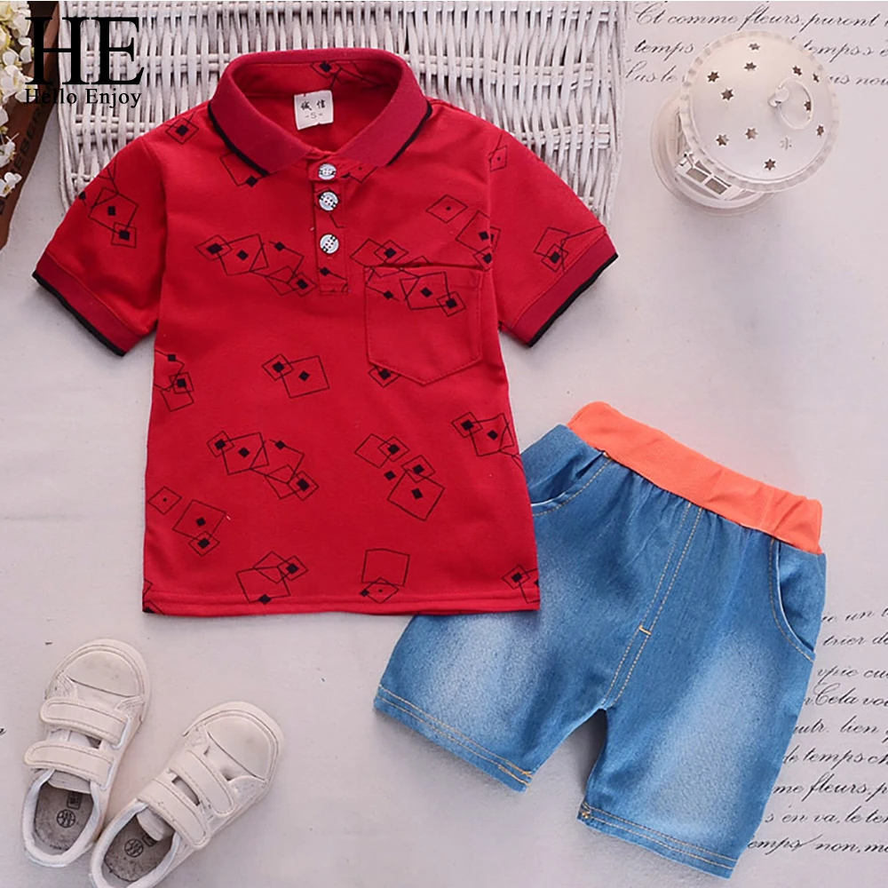 HE Hello Enjoy/комплекты одежды для мальчиков 2020 Новая летняя детская одежда футболка с