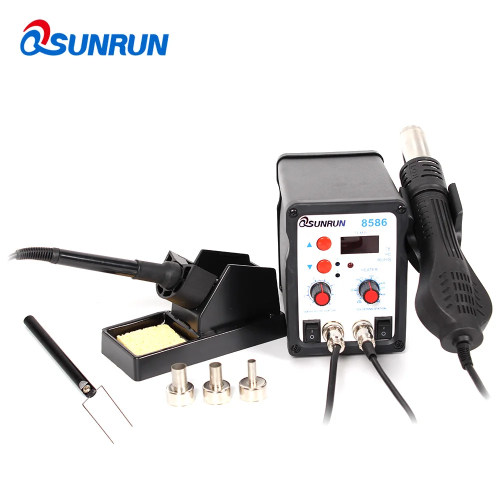 Паяльная станция 2 в 1 с термофеном цифровым дисплеем для переделки 8586 тепловая