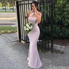 Женское шифоновое платье с открытой спиной, фиолетовое длинное платье подружки невесты на одно плечо, вечернее платье для торжества и свадьбы, 2021
