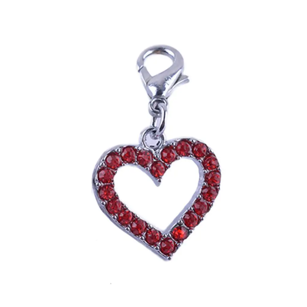 

Zinc Alloy Charm Dog Jewelry Pet Tag Rhinestones Heart Shaped Pendants For Collar Lobster Clasp for Dog pets Accessory equipment