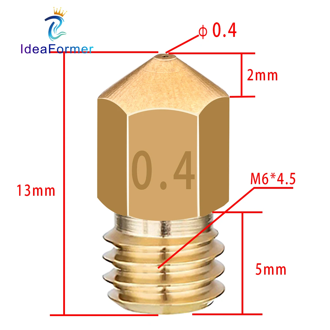 

5Pcs MK7 MK8 Nozzle Brass Flat Nozzle M6 0.4-1.75mm Resistant High Temperature Nozzle For 3D Printer Extruder Extrusion Parts.