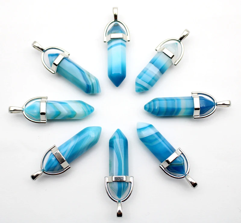 

24pcs Natural stone Turquoises tiger eye Opal crystal stripe agates charm Pendant for diy Jewelry making necklaces Accessories