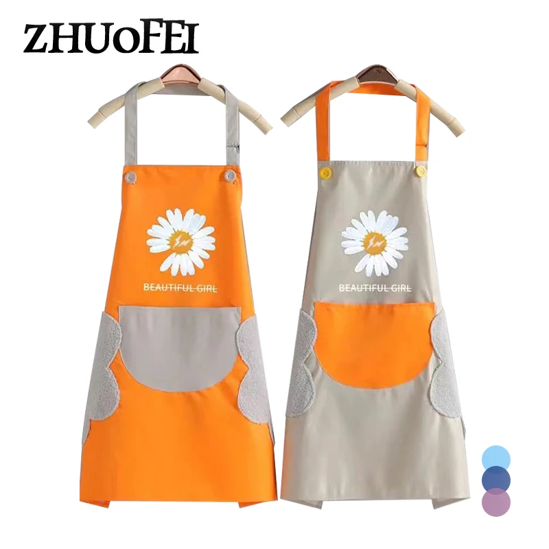 

Daisy Letter Pattern Kitchen Apron For Woman Sleeveless PVC Waterproof Aprons Cooking Baking Home Cleaning Tools 65*72cm A0007