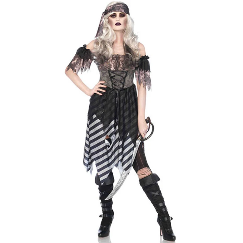 

Carnival Halloween Lady Caribbean Pirates Costume Horror Ghost Captain Clubwear Play Suit Cosplay Fancy Party Dress