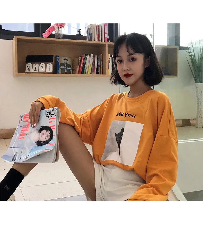 Женская футболка Harajuku Эстетическая с длинным рукавом черный белый Poleras Mujer de Moda футболка большого размера Femme плюс размер одежда