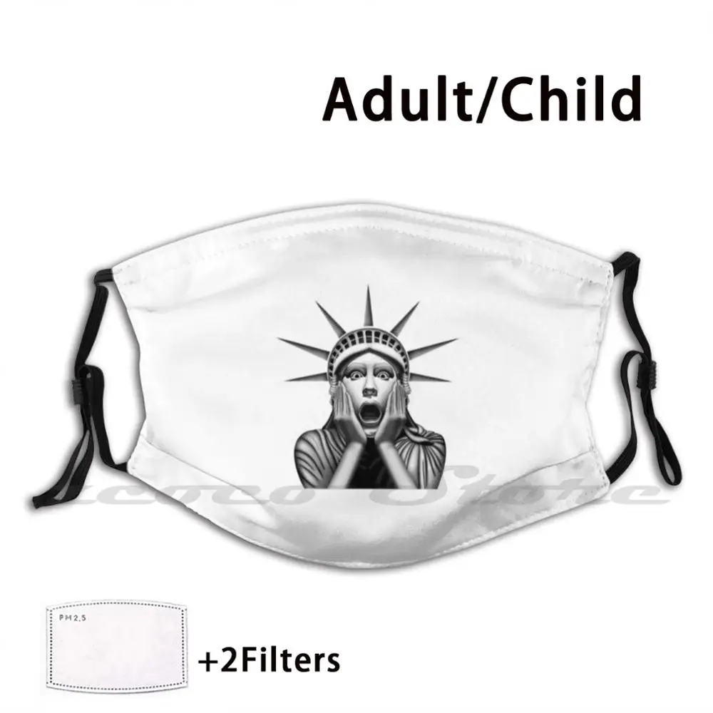 

Маска с эмотиконом для взрослых и детей, моющаяся фильтровальная Статуя Свободы Pm2.5 с логотипом, креативная Статуя Свободы