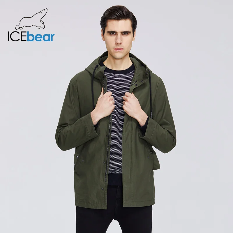 Мужская короткая ветровка с капюшоном ICEbear Стильный тренчкот весна 2020|Плащи и