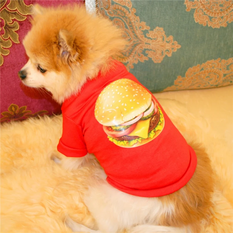 

Hamburger and Candy Print Dogs Vest Dog Clothes for Small Medium Dog Spring Summer Cartoon Dog Cat Vest Shirt Chihuahua Clothes
