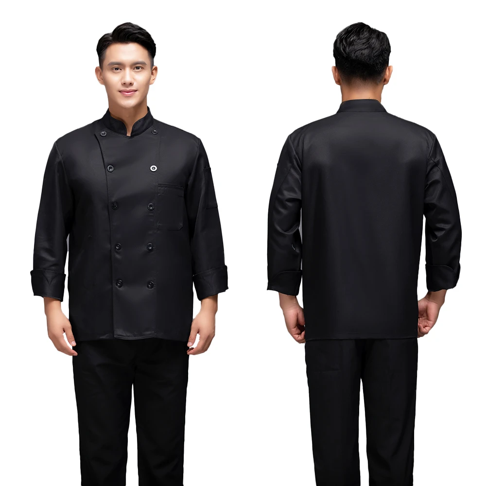 Куртка шеф повара однотонная двубортная Униформа с длинным рукавом для