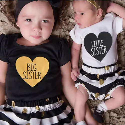 Летнее платье Big Sister (старшая сестра) Little Brother и принтом для всей семьи детей