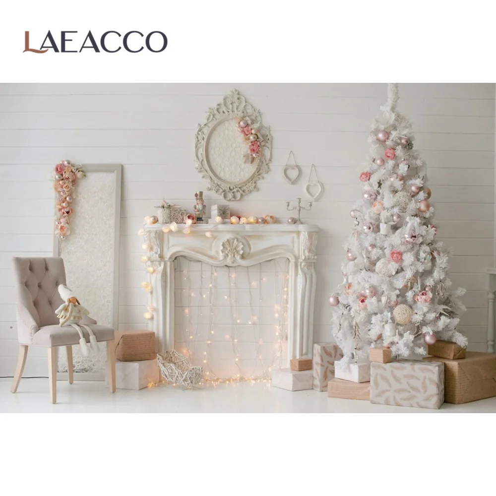 Рождественские фоны для детской фотосъемки серый камин дерево подарок детские