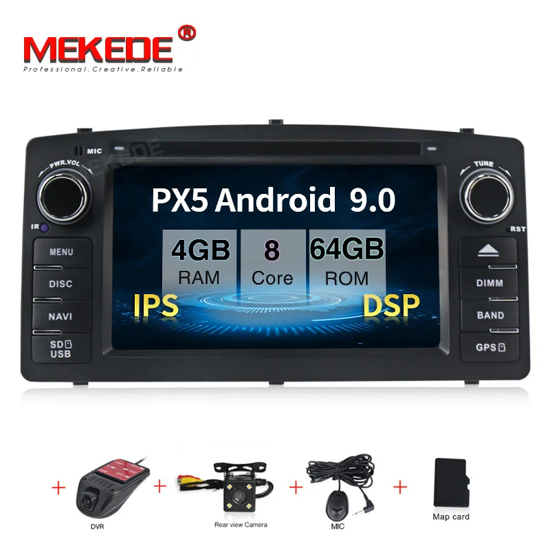MEKEDE DSP 2G ram 16G rom Android 9,0 четырехъядерный автомобильный аудио dvd плеер gps для BYD F3 Toyota Corolla E120 2003-2006 - Цвет: add camera DVR