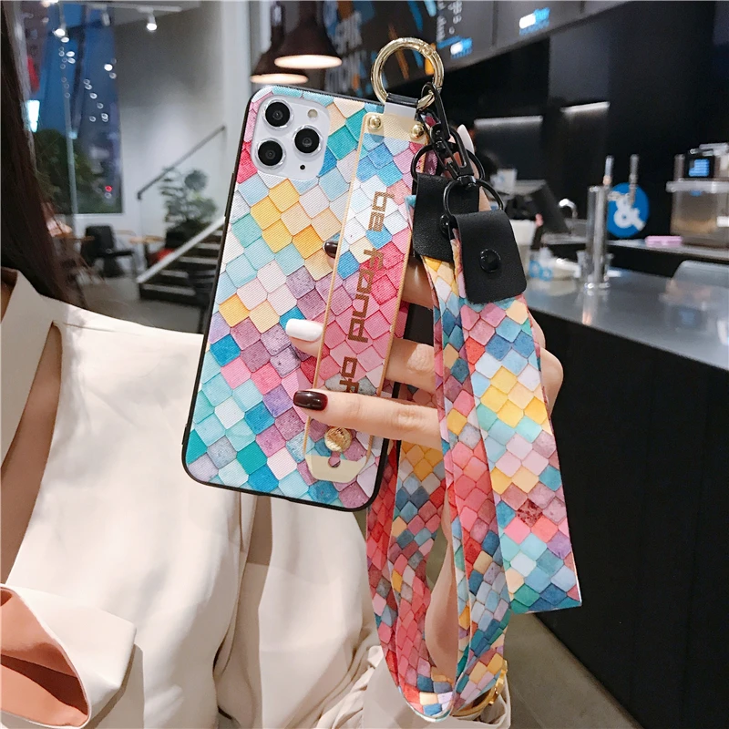 Пластиковый чехол для телефона из ТПУ с ремешком на запястье iphone 11 Pro X XS Max Xr рыбья