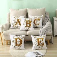1 pc gold alphabet cushion cover home decorative polyester peach velvet sofa chair car throw pillow cases cushion covers 45x45cm