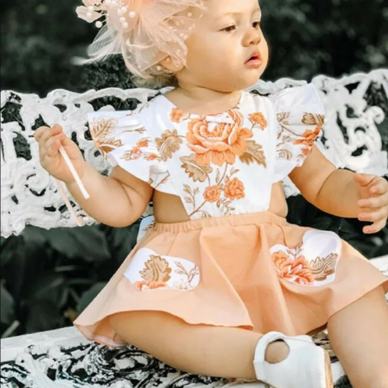 Emmababy Одежда для новорожденных младенцев и девочек с цветочными оборками