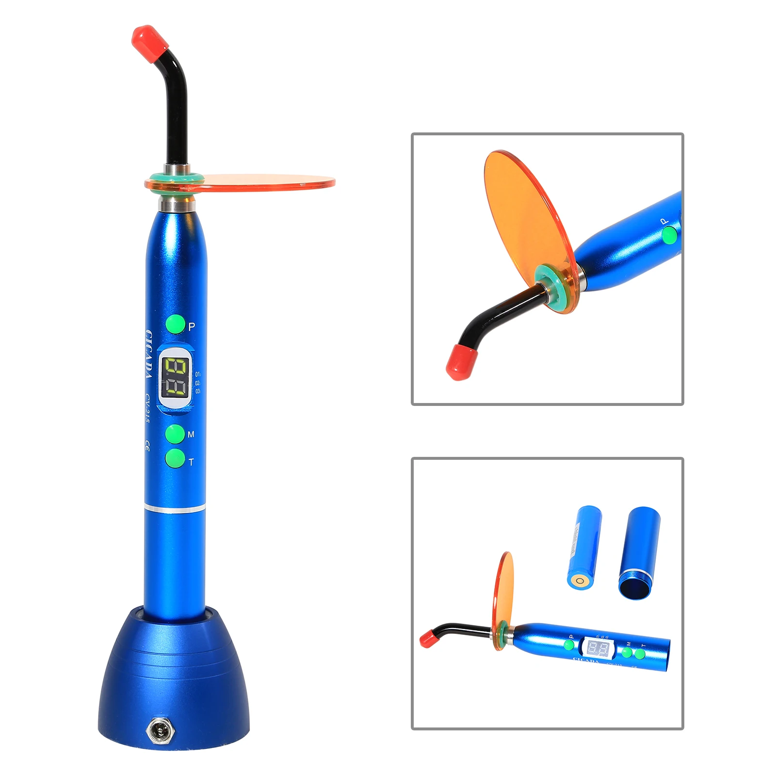 Стоматологические материалы: световой куринг LED беспроводная лампа композитный материал, не требующий проводов, перезаряжаемый, наконечник D2 синего цвета.