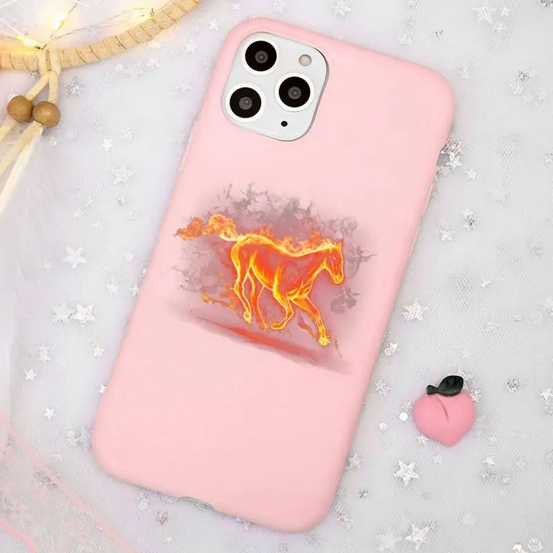 

Cool running horse Phone Case Candy Color for iPhone 11 12 mini pro XS MAX 8 7 6 6S Plus X SE 2020 XR