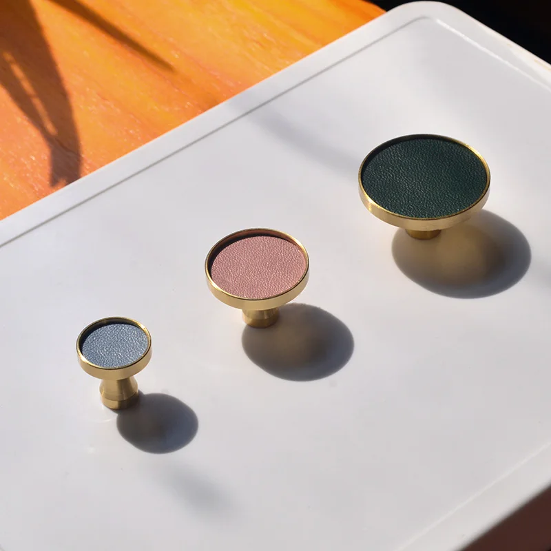 Латунные кожаные ручки для мебели дверные из овчины и кухонный шкаф выдвижной