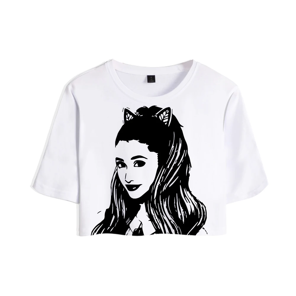 Футболка с открытым животом Ariana Grande пикантная Женская модная популярная