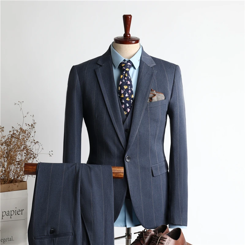 

OIMG Three-piece suit men's three-piece casual formal wedding dress Korean Slim British