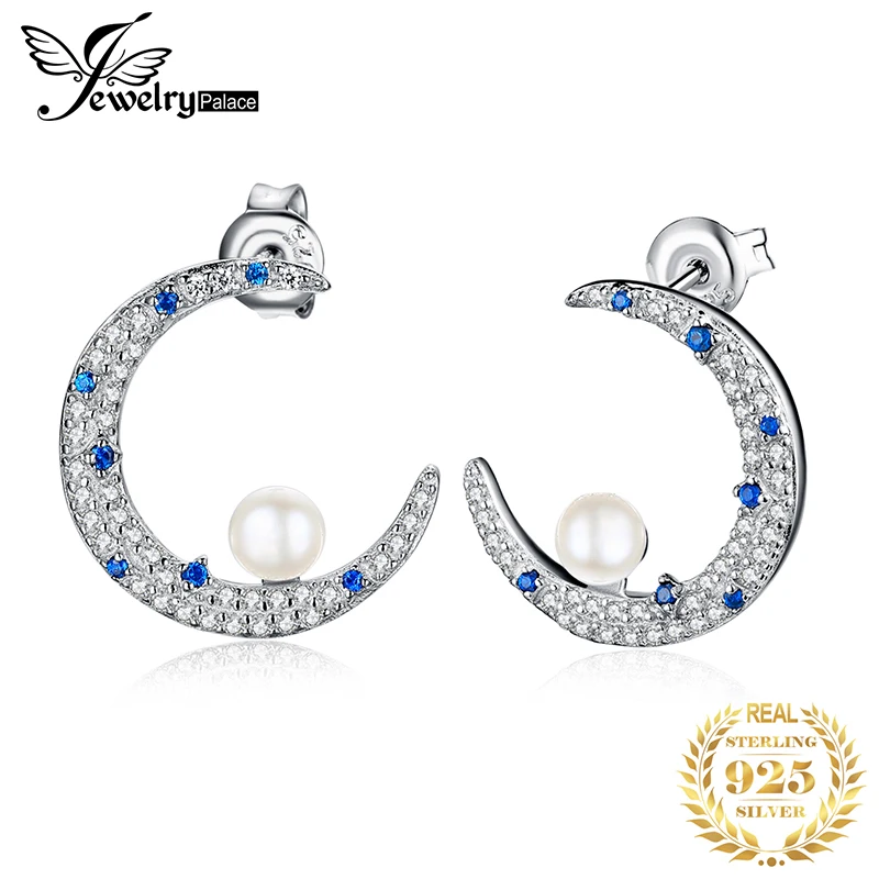 Женские серьги гвоздики из стерлингового серебра 925 пробы с жемчугом и