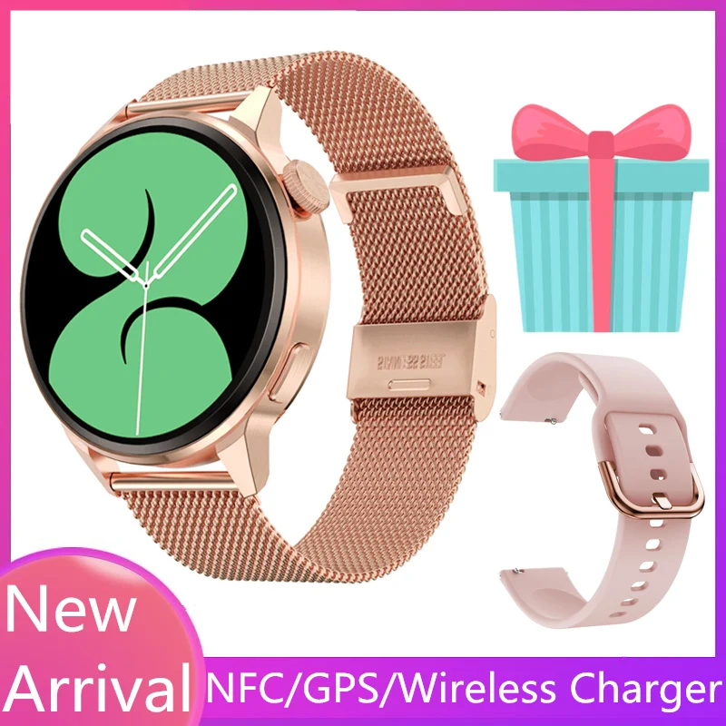 

Smart Watch NFC GPS Wireless Charger Waterproof IP68 Voice Assistant Answer Make Call Message Notification Smartwatch Women 2022