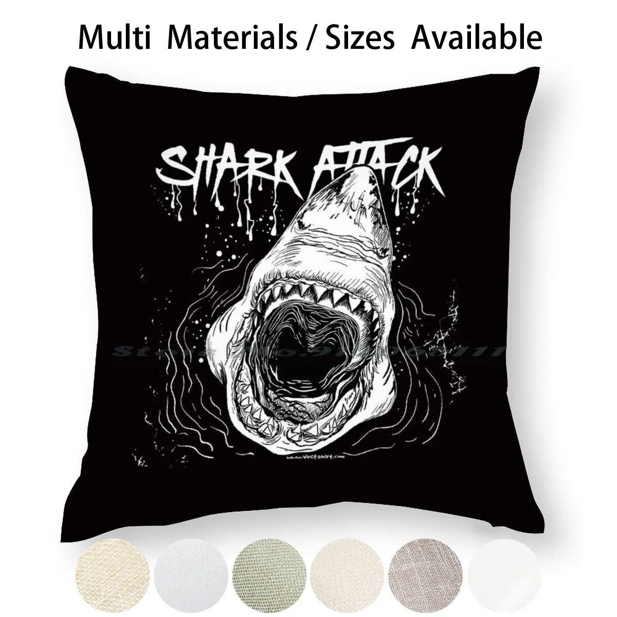 Наволочка из хлопка и льна с изображением акулы атаки | Дом сад