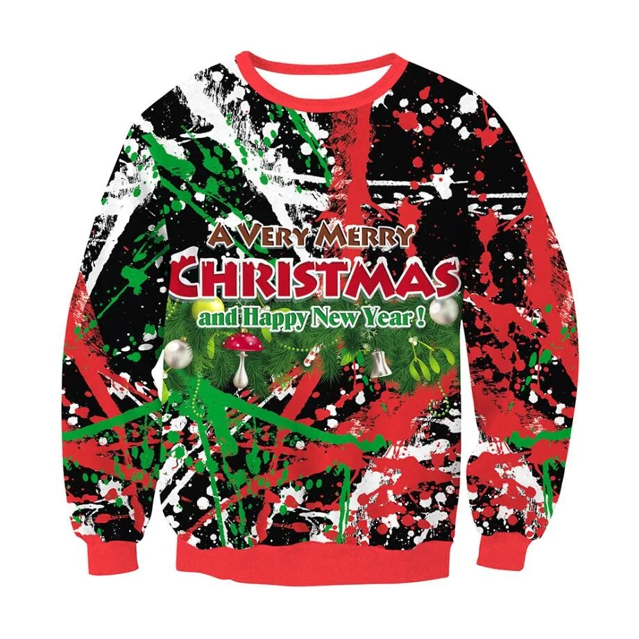 

Женский Рождественский свитер с 3D забавным принтом, Рождественский мужской уродливый свитер, Забавный свитер для новогодних праздников, пу...