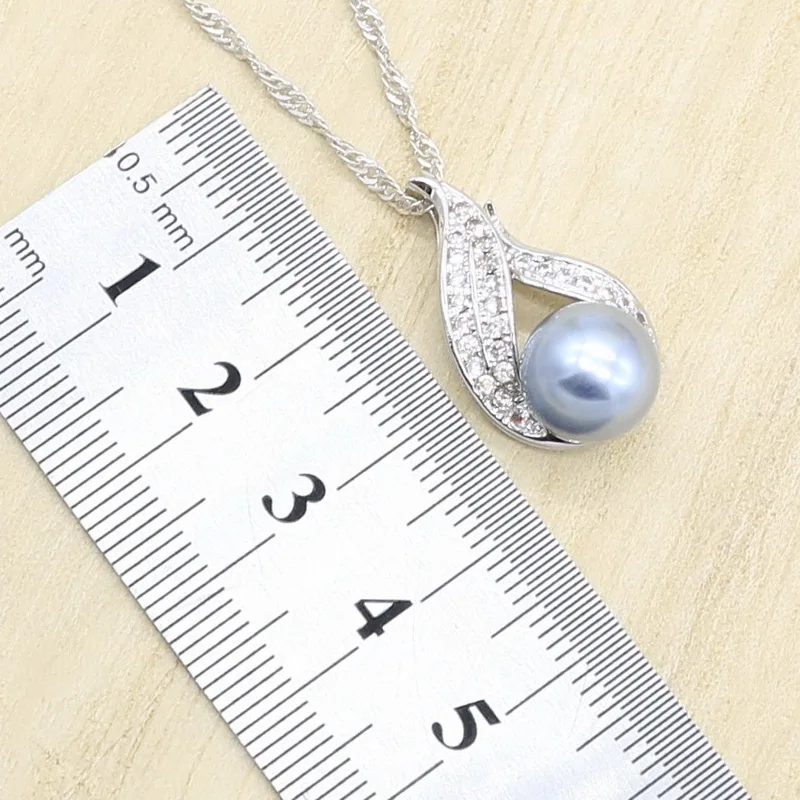 Серый жемчуг серебро Цвет набор украшений для женщин черного цвета браслет