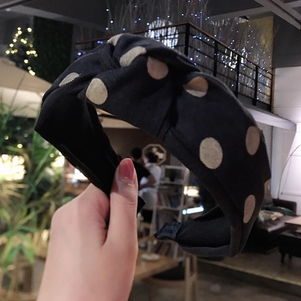 Модный бутик аксессуары для волос женская лента на голову в горошек широкая