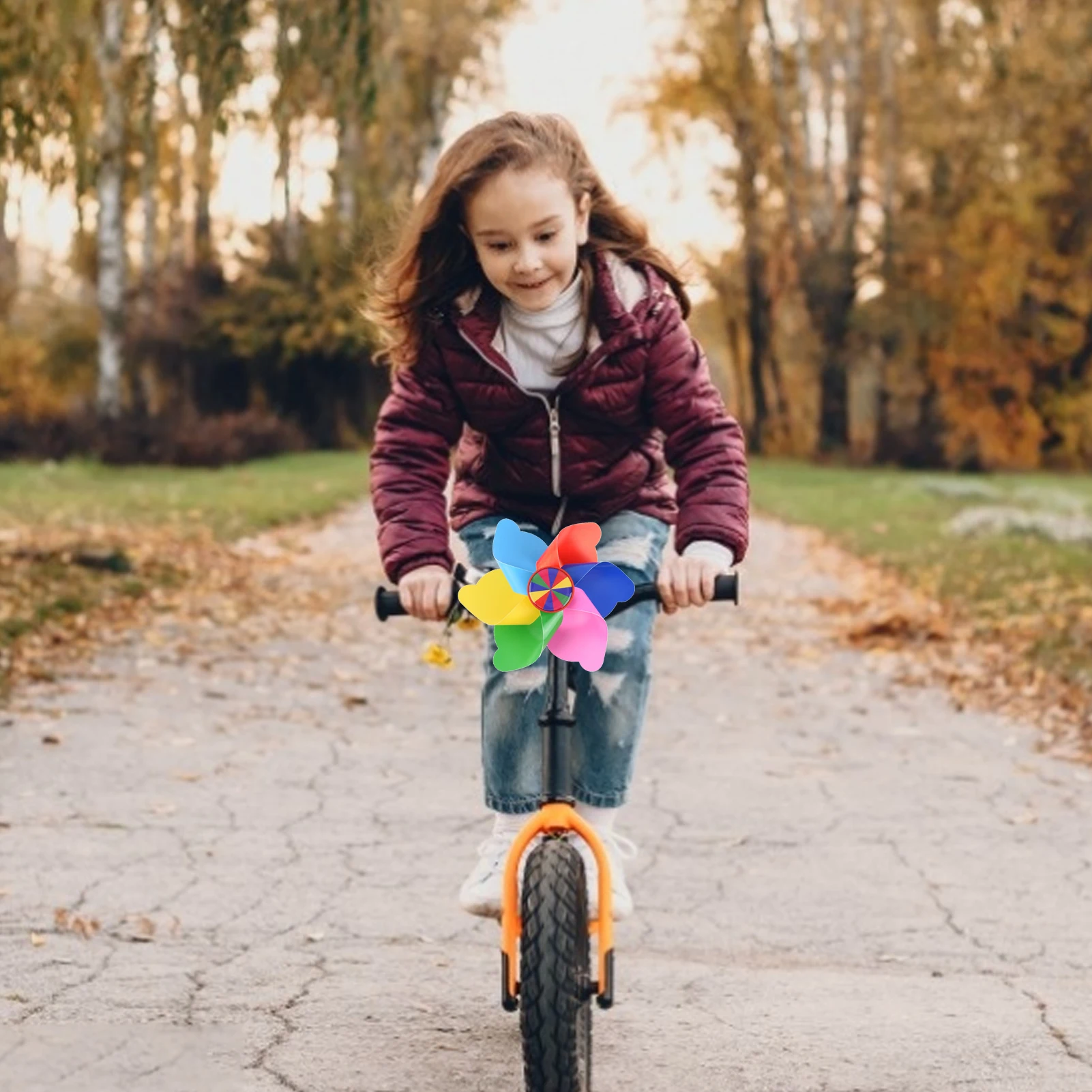 

Bicycle Windmill Children's Bicycle Windmill Cartoon Scooter Windmill Decorative Accessory Outdoor Riding Windmills