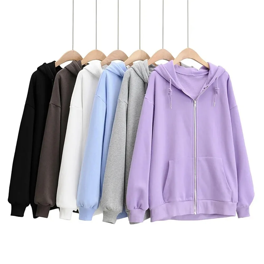 Zip Up Sweetshirts Women Hoodie Oversize Hoody Fashion Student Sweatshirt Spring Autumn Winter Hoodi Girl Hooded Sweatshirts New