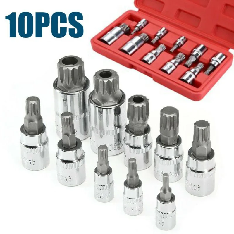 

Durable 10pcs XZN 12 Point MM Triple Square Spline Bit Socket Steel 4-18mm Tool Set Point Sockets High Hardness