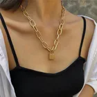Ожерелье до ключиц для мужчин и женщин, короткая большая цепь в стиле панк с золотым замком, массивное готическое ювелирное изделие, кулон, подарок для женщин