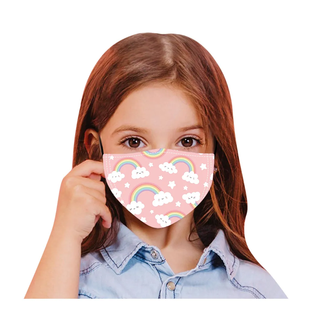 

1PC Children Cartoon Print Washable Reusable Comfortable Kid's Cotton Masks Face-Masks Girls -Proof Breathable Mask For Children