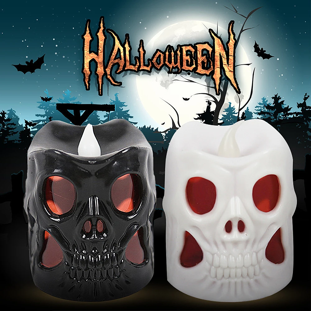 1 шт. Хэллоуин декоративная свеча свет Пластик призрак головка светодиода ужас