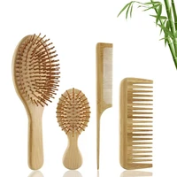 4 in 1 bamboo hair brush and comb set for hair growth with paddle detangling hairbrush natural wide tooth and tail comb