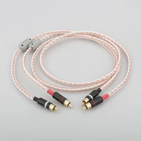 pair 6n occ pure copper 8 strands hifi audio cable rca rca connection cord twist rca cable