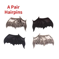 1 pair black ancient silver dark vampire demon wings punk bat hairpin hair clip hair accessories
