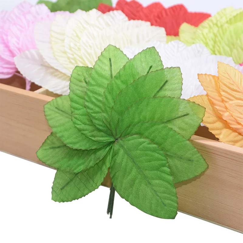 

40Pcs 6*4cm Silk Leaves Artificial Green Leaf Shape Wedding Decoration DIY Wreath Gift Scrapbooking Craft Fake Flower