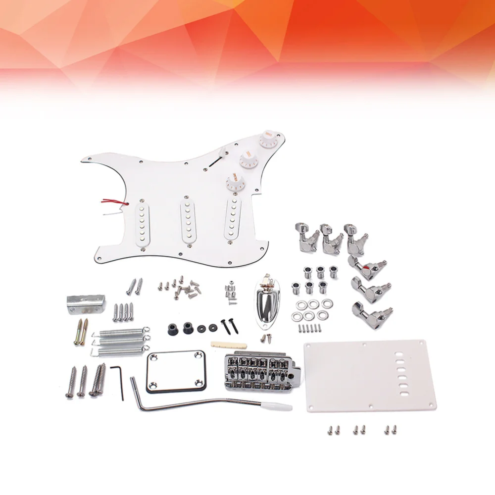 

DIY Electric Guitar Kit Bridge System ST Style Full Accessories Kit (White)