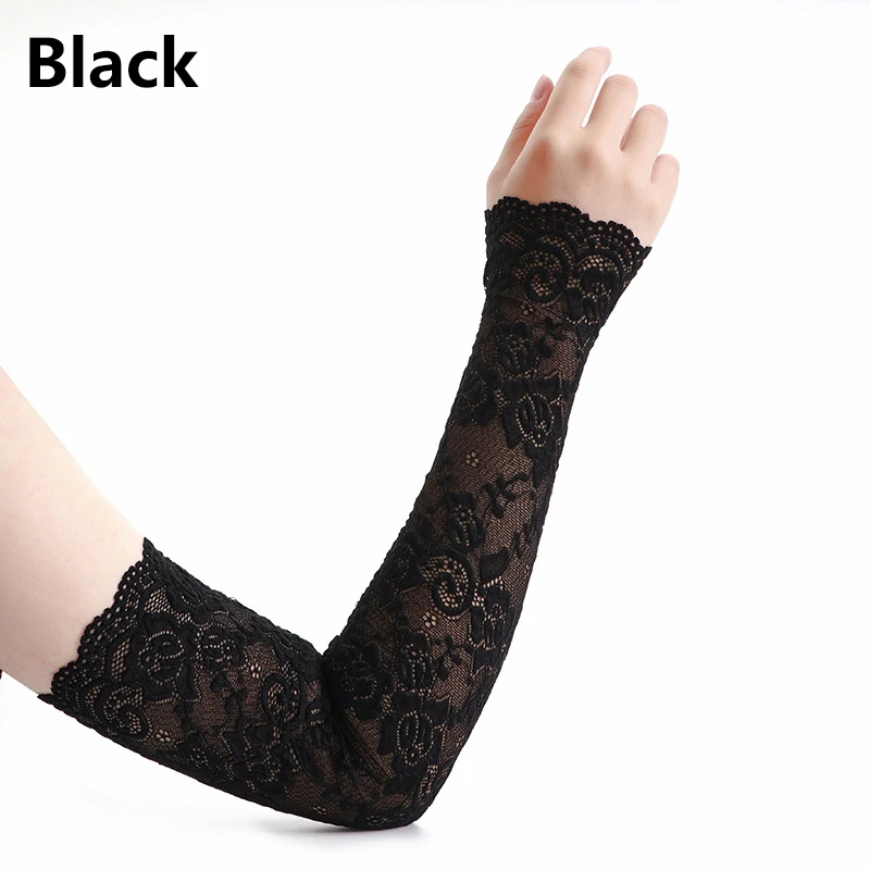

Sexy Long Lace Gloves Women Sunscreen Lace Arm Sleeve Lady Fingerless Gloves Summer Elastic Sleeve Mittens Driving Gloves