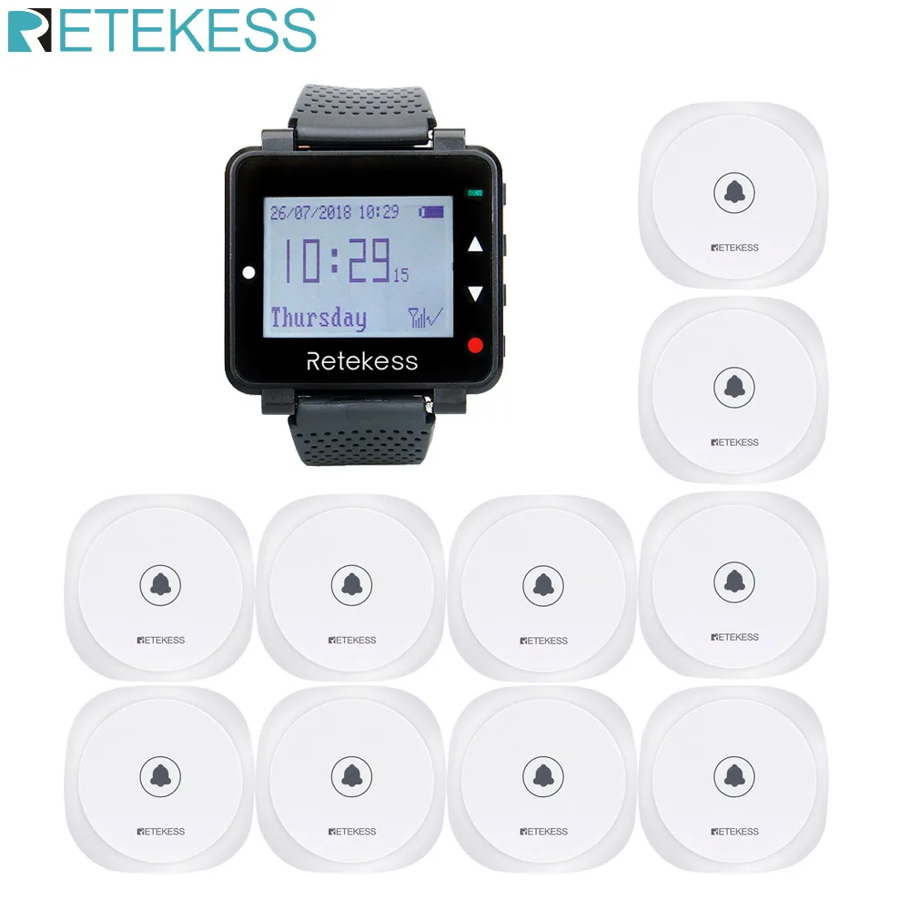 Система вызова официанта Retekess T128 пейджер для ресторана беспроводной приемник + 10