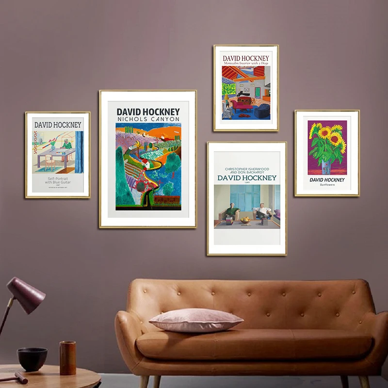 

David Hockney Famous Painting Self-portrait Sunflower Poster and Prints Abstract Oil Picture Wall Art for Living Room Home Decor