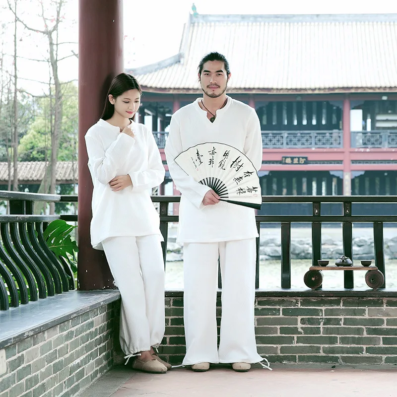 Мужской комплект для йоги униформа медитации Тай Чи хлопковые льняные свободные